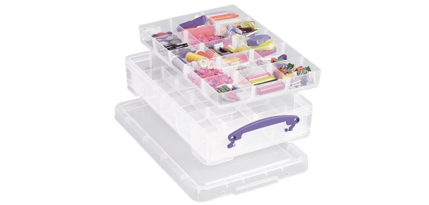 Really Useful Box storage box 4 L, with 2 dividers, clear