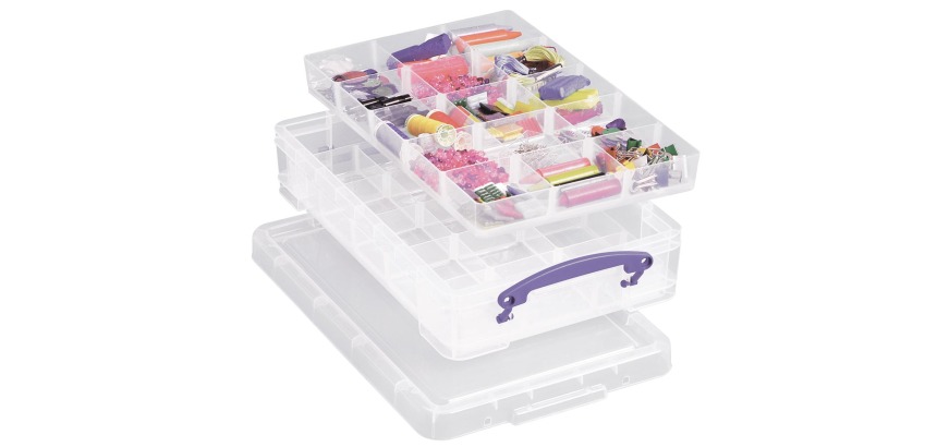 Really Useful Box storage box 4 L, with 2 dividers, clear