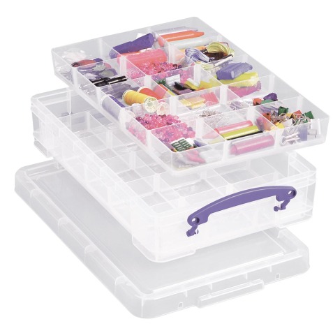 Really Useful Box boîte de rangement 4 l, avec 2 diviseurs, transparent