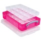 Really Useful Box boîte de rangement 4 litres avec 2 diviseurs, rose vif transparent