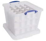 Really Useful Box storage box, 60 L, with insert, transparent