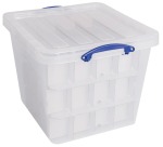 Really Useful Box storage box, 60 L, with insert, transparent