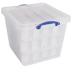 Really Useful Box opbergdoos, 60 l, met inzetbakje, transparant