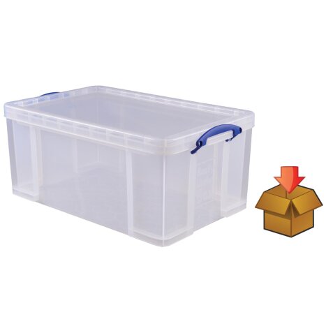 Really Useful Box 64 liter, transparant, per stuk verpakt in karton