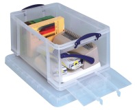 Really Useful Box 64-liter storage box with front opening, transparent