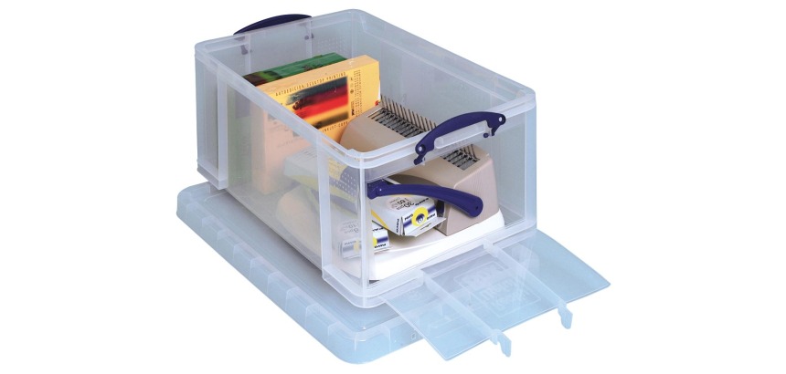Really Useful Box boîte de rangement 64 litres avec ouverture à l'avant, transparent