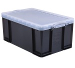 Really Useful Box 64-litre storage box, smoked clear