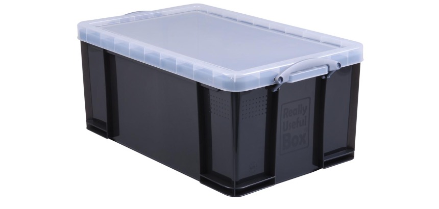 Really Useful Box 64-litre storage box, smoked clear