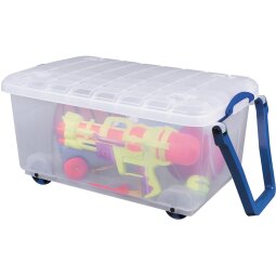 Really Useful Box boîte de rangement sur roulettes 64 l, transparent