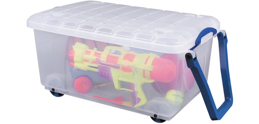 Really Useful Box storage box on wheels 64 l, transparent