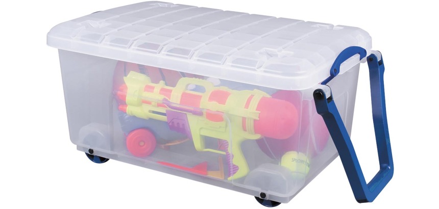 Really Useful Box storage box on wheels 64 l, transparent