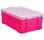 Really Useful Box storage box 9 liters, bright pink transparent