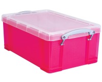 Really Useful Box boîte de rangement 9 litres, rose vif transparent