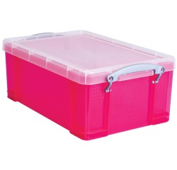 Really Useful Box boîte de rangement 9 litres, rose vif transparent