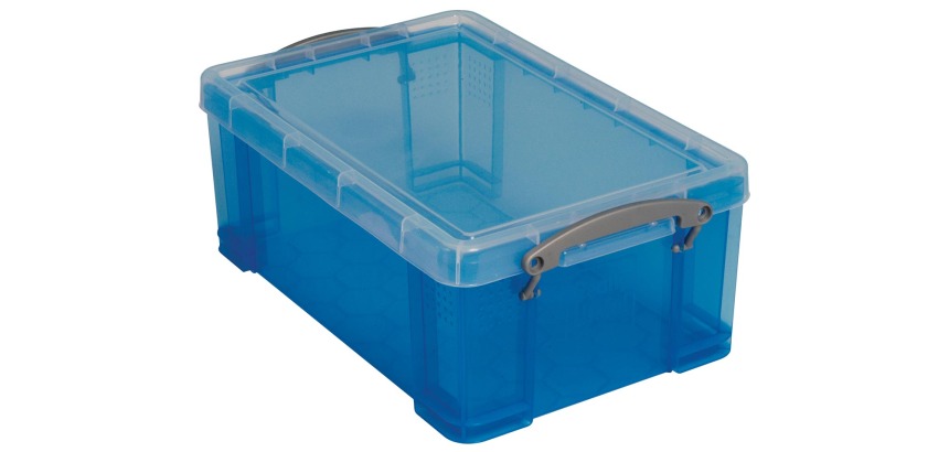 Opbergbox Really Useful 9 liter 395x210x140 mm transparant blauw