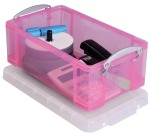 Really Useful Box storage box 9 liters, transparent pink