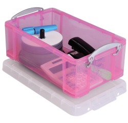 Really Useful Box boîte de rangement 9 litres, rose transparent