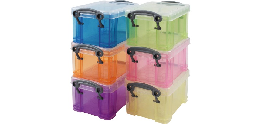 Really Useful Boxes Opbergdoos set van 6 x 0.33 liter assorti kleuren