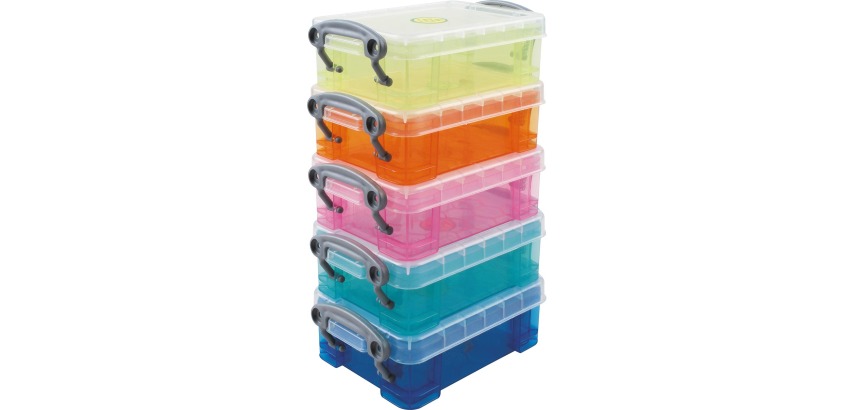 Really Useful Boxes Aufbewahrungsbox Set aus 5 x 0,2 Liter in verschiedenen Farben