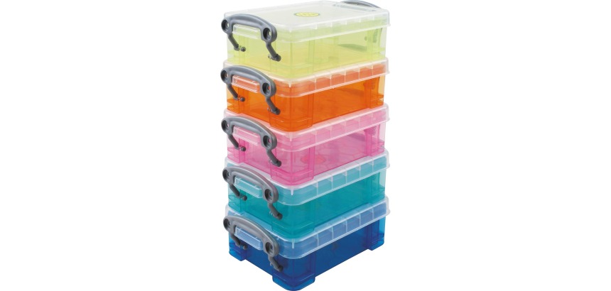 Really Useful Boxes Boîte De Rangement ensemble de 5 x 0.2 litre couleurs assorties