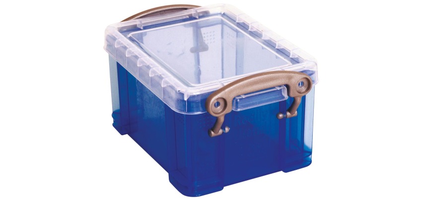 Really Useful Box porte-cartes de visite 0,3 litres, bleu transparent