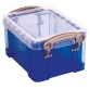 Really Useful Box porte-cartes de visite 0,3 litres, bleu transparent