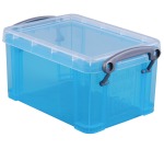 Really Useful Box 0.7 liters, transparent bright blue