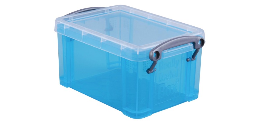 Really Useful Box 0.7 liters, transparent bright blue