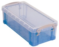 Really Useful Box 0,9 liter, transparant blauw