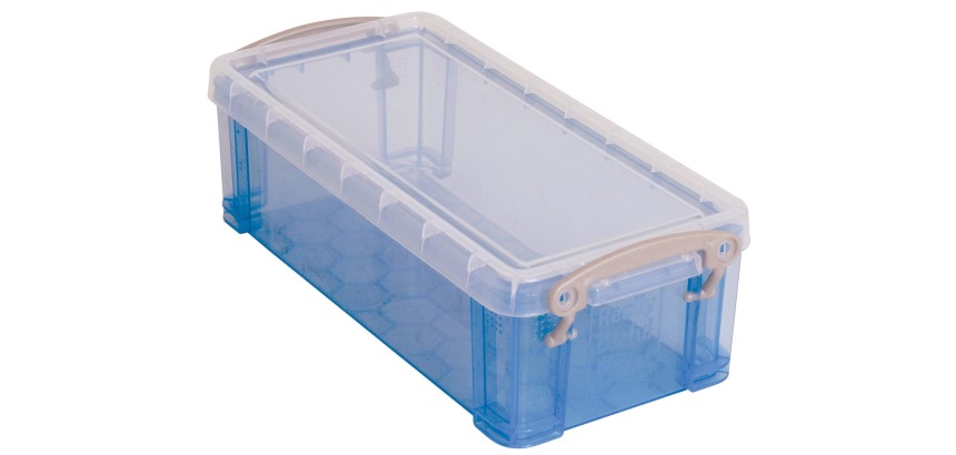 Really Useful Box 0,9 litres, bleu transparent