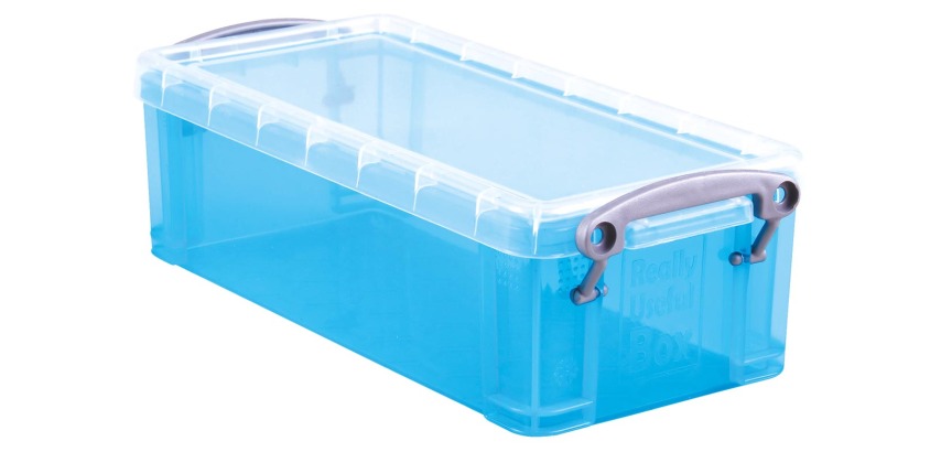 Really Useful Box 0.9 liters, transparent bright blue