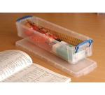 Boîte de rangement Really Useful 1,5 litre 355x100x70mm transparent blanc