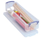 Boîte de rangement Really Useful 1,5 litre 355x100x70mm transparent blanc
