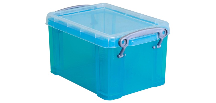 Really Useful Box Aufbewahrungsbox 1,6 Liter, leuchtend transparentes Blau
