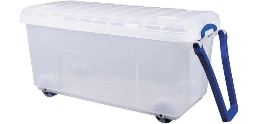 Really Useful Box storage container on wheels 160 L, transparent