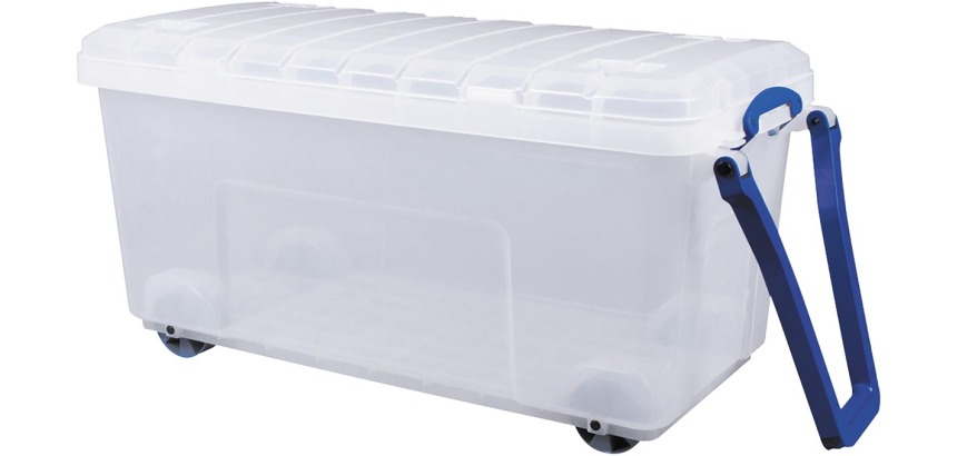 Really Useful Box boîte de rangement sur roulettes 160 l, transparent