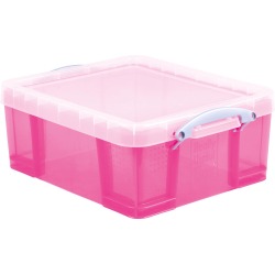 Really Useful Box opbergdoos 18 liter, transparant roze