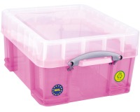 Really Useful Box 18 litre XL storage box, transparent pink
