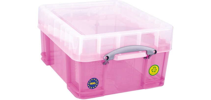 Really Useful Box opbergdoos 18 liter XL, transparant roze