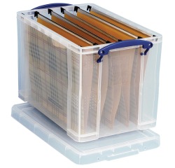 Really Useful Box opbergdoos 19 liter hangmappenkoffer inclusief 10 hangmappen, transparant