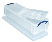 Really Useful Box 22-litre storage box with 2 dividers, clear