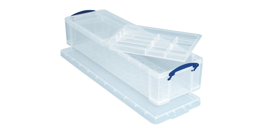 Really Useful Box opbergdoos 22 liter met 2 dividers, transparant
