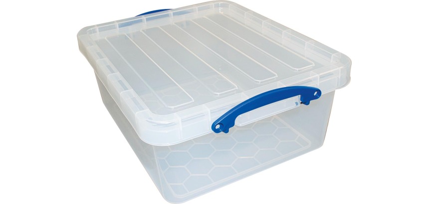 Really Useful Box storage box 23.5 L, stackable, transparent