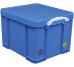 Really Useful Box boîte de rangement 35 l, bleu néon avec poignées blanches