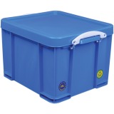 Really Useful Box storage box 35L, neon blue with white handles