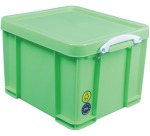 Really Useful Box opbergdoos 35 liter, neongroen met witte handvaten