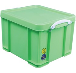 Really Useful Box opbergdoos 35 liter, neongroen met witte handvaten