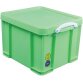 Really Useful Box opbergdoos 35 liter, neongroen met witte handvaten