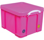 Really Useful Box opbergdoos 35 liter, neonroze met witte handvaten