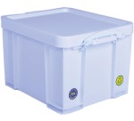 Really Useful Box 35 liter storage box, neon white with white handles